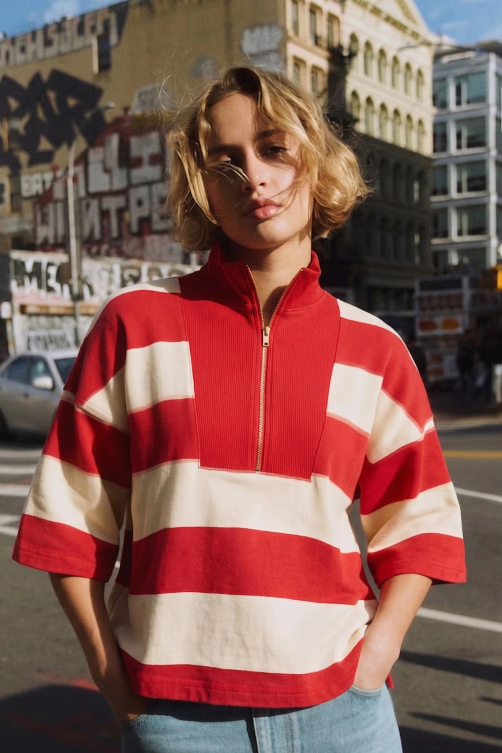 Retro Wide Stripe Mockneck