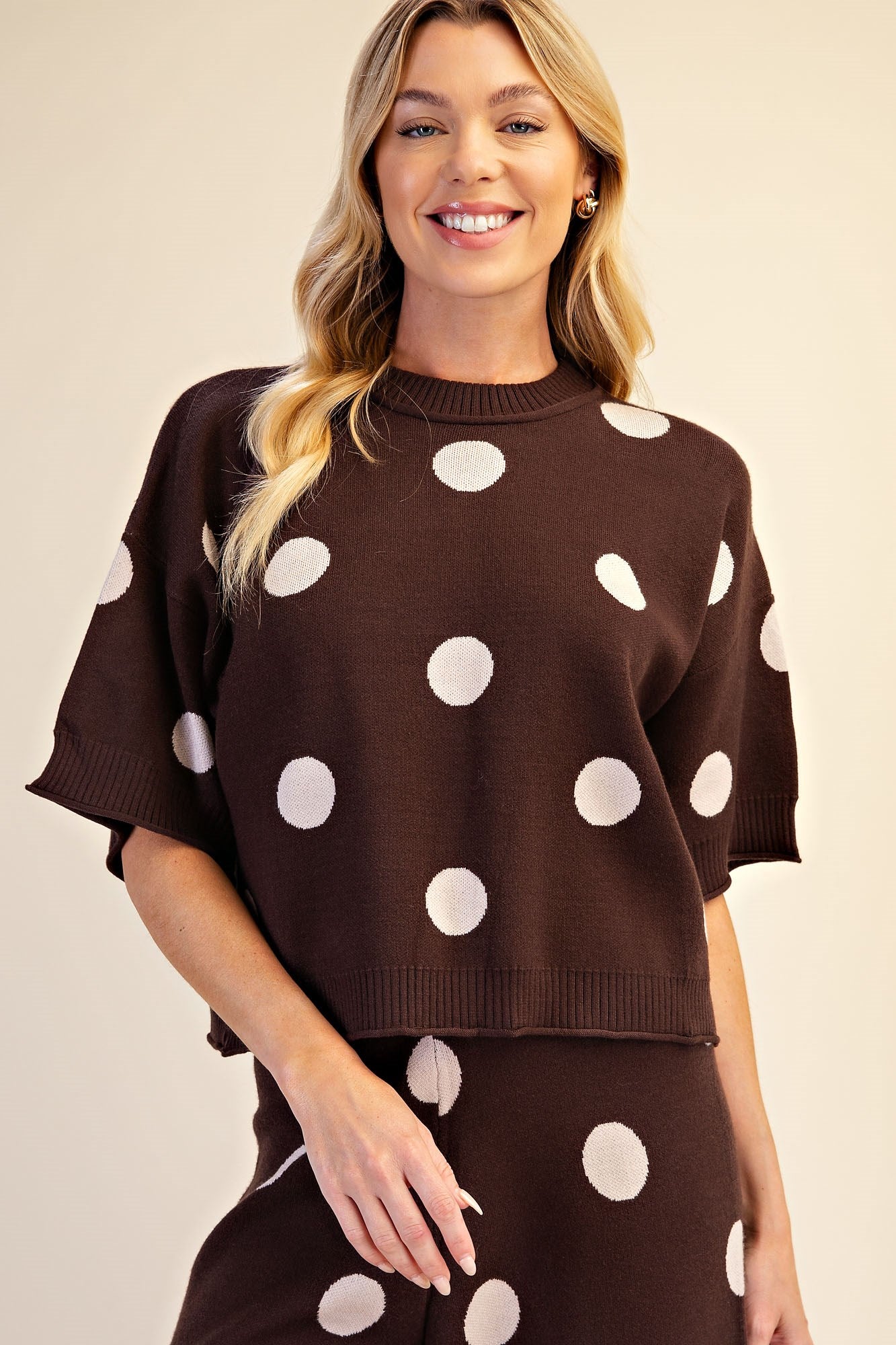 Polka Dot Short Sleeve Sweater