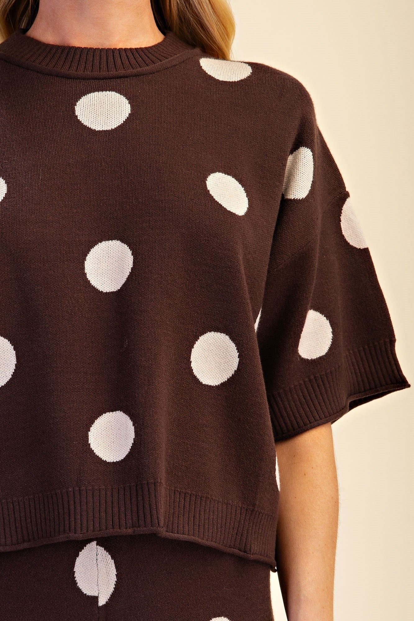 Polka Dot Short Sleeve Sweater
