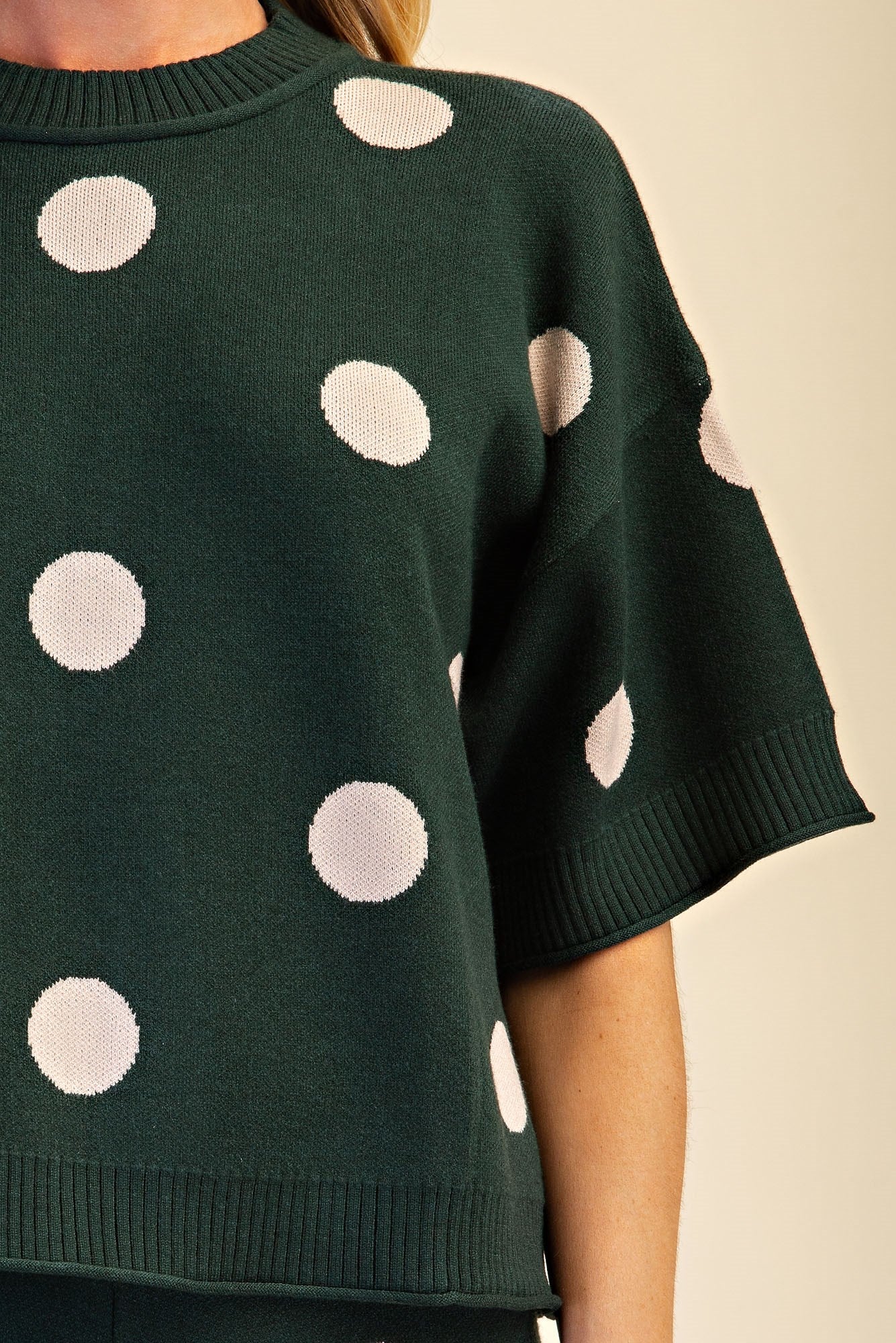 Polka Dot Short Sleeve Sweater