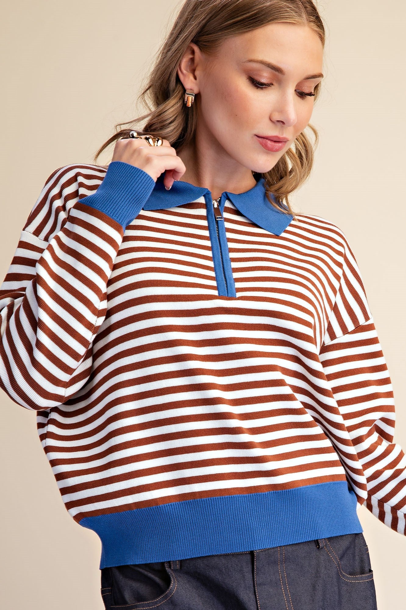 Stripe Eloise Polo Sweater