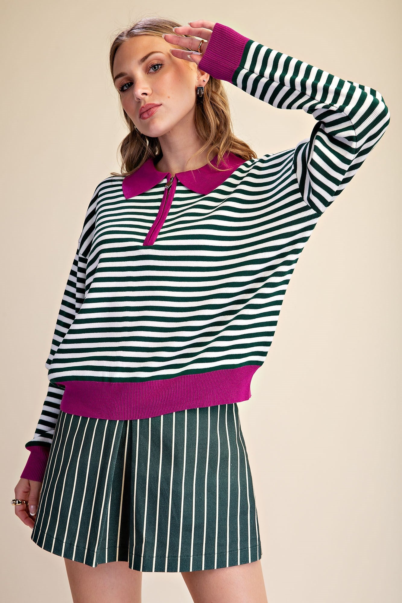 Stripe Eloise Polo Sweater