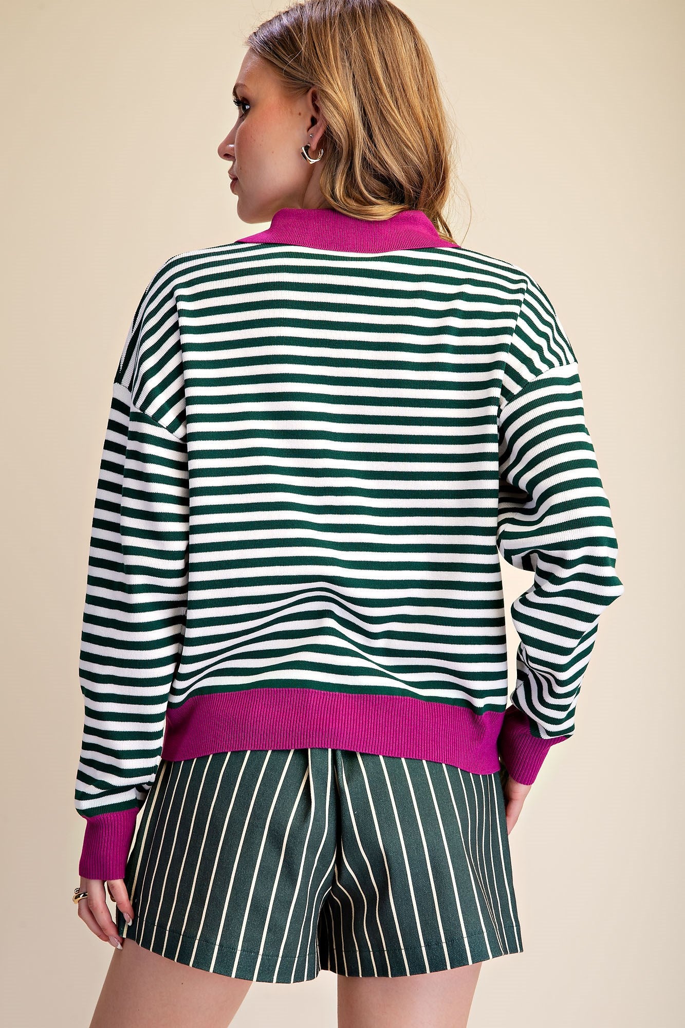 Stripe Eloise Polo Sweater