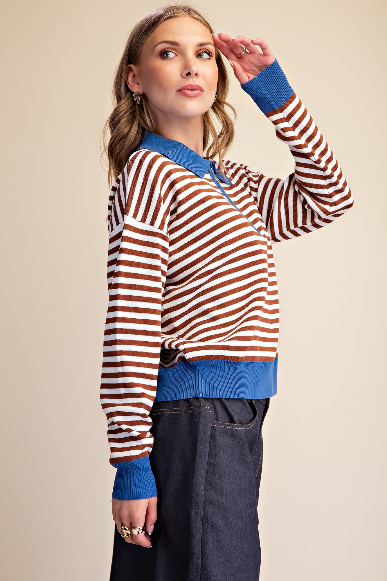 Stripe Eloise Polo Sweater