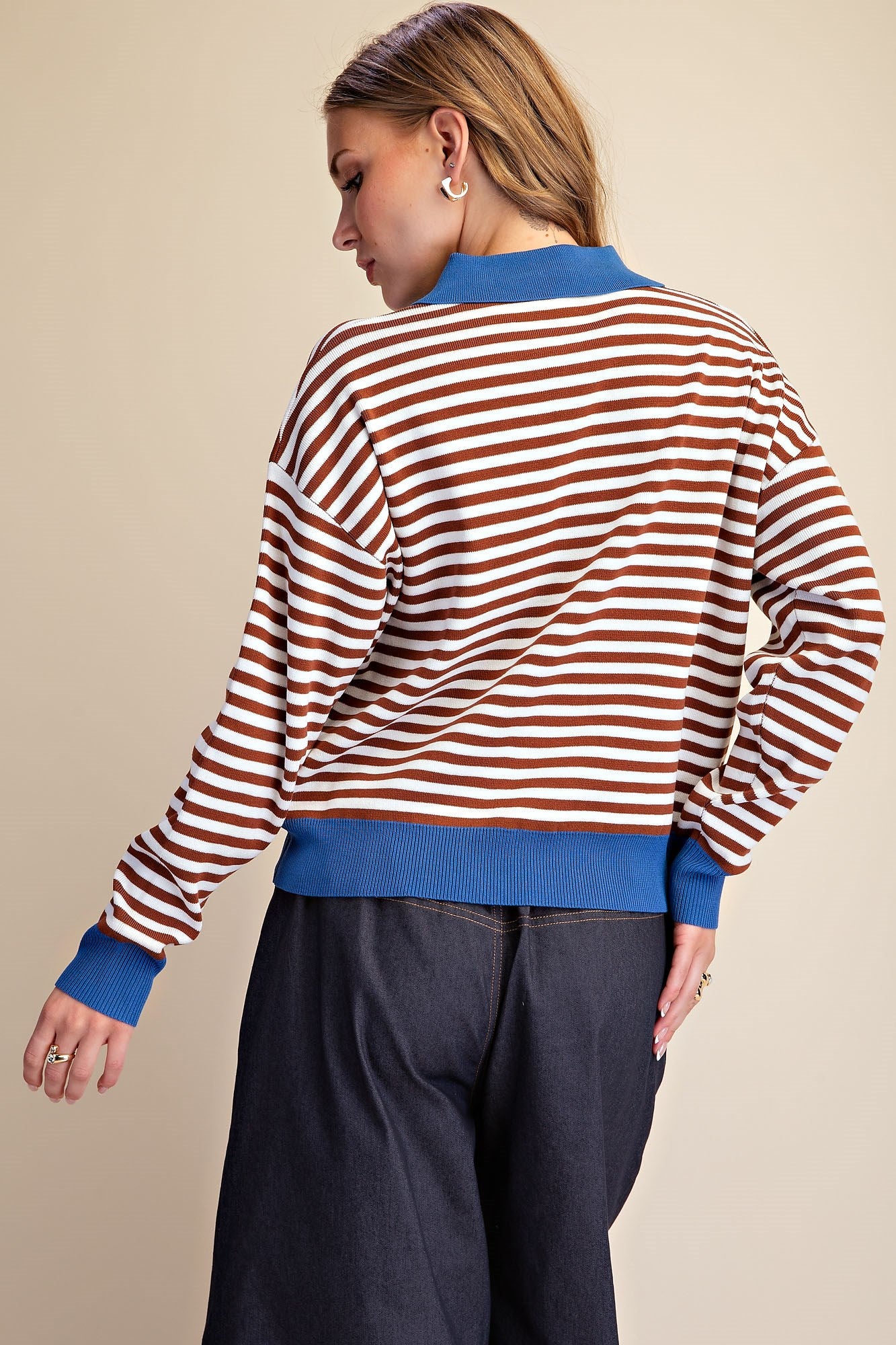 Stripe Eloise Polo Sweater