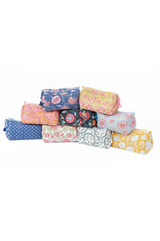 Yellow Floral print Quilted Cotton Toiletry Bag Set