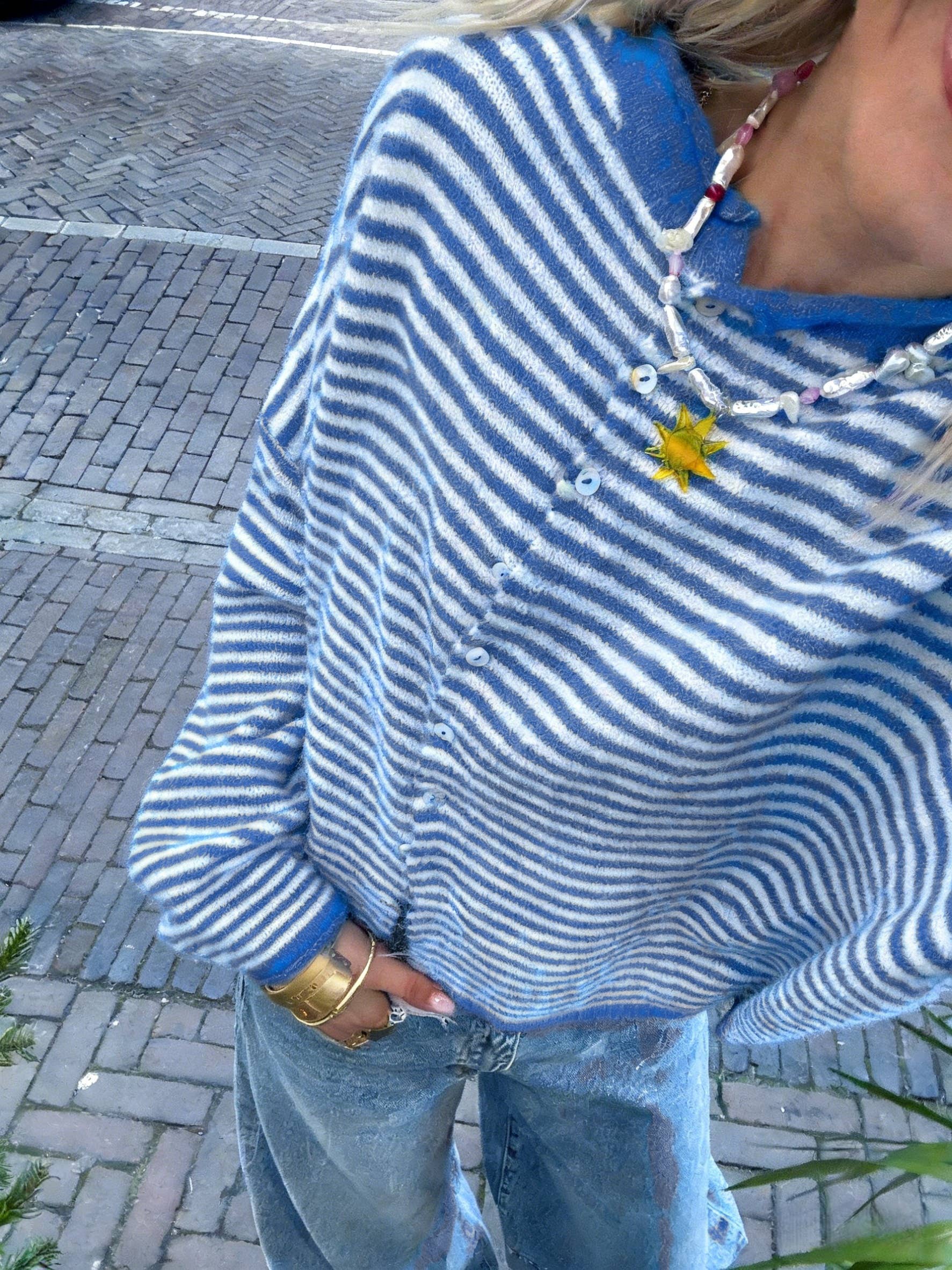 Rollneck Stripe Moe Cardigan