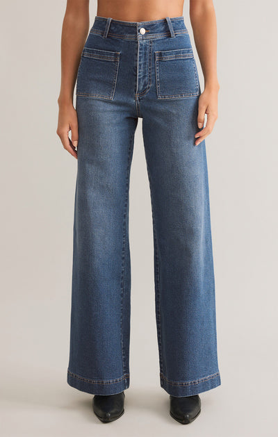 Bradley Mid Rise Patch Pocket Denim