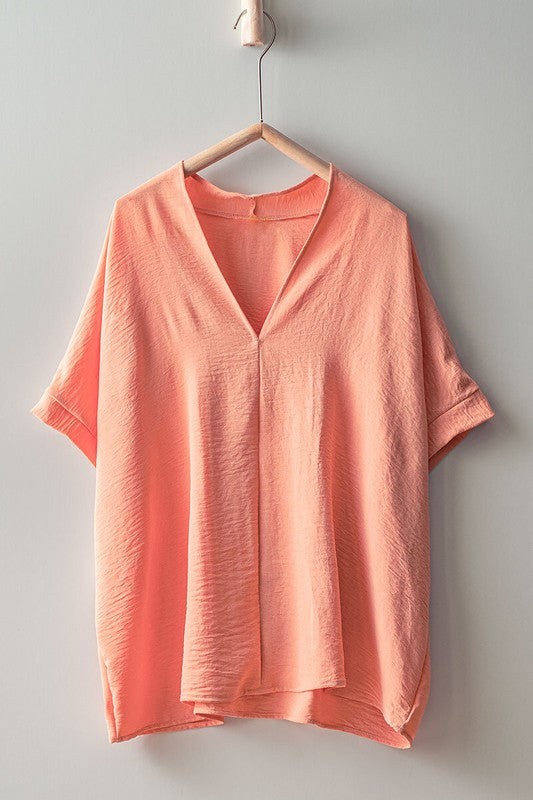 VNECK FOLDED S/S TOP