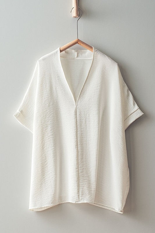 VNECK FOLDED S/S TOP