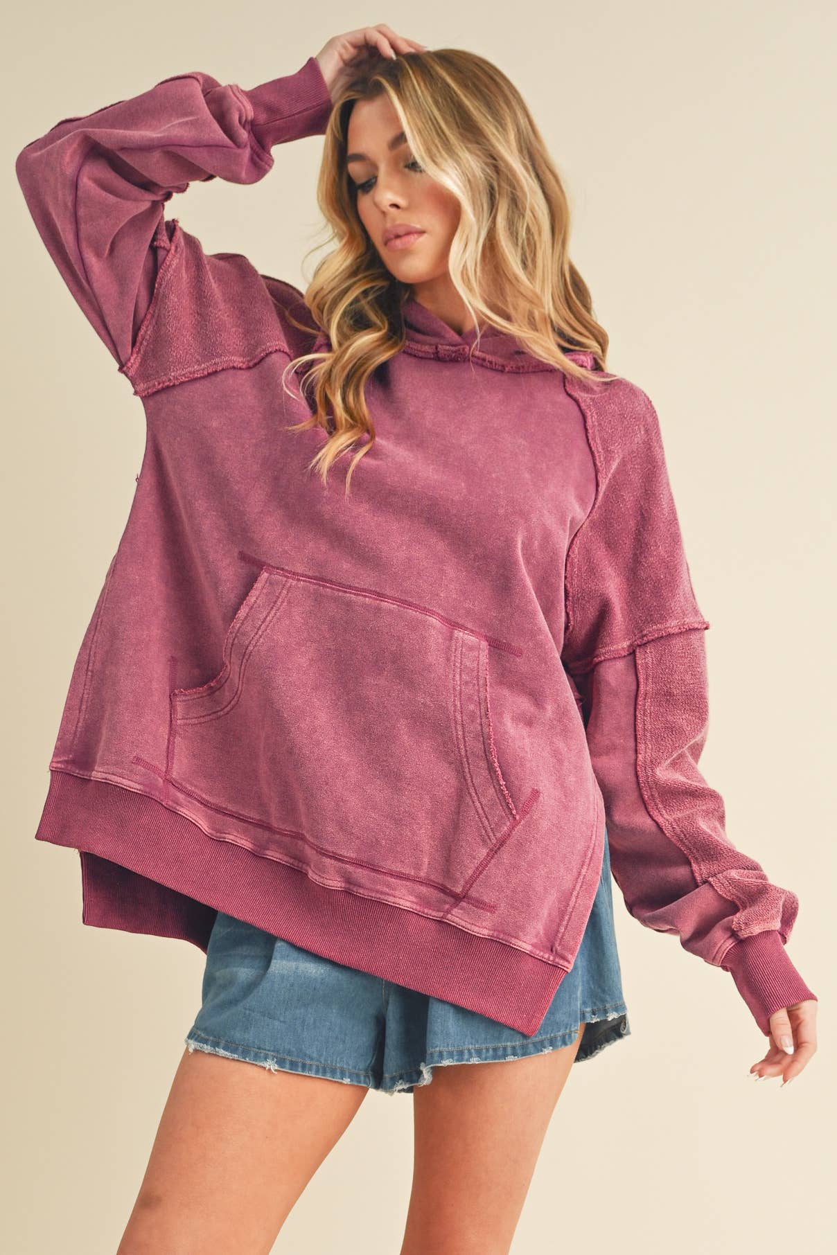 Washed Berry Hoodie by Aime & Co