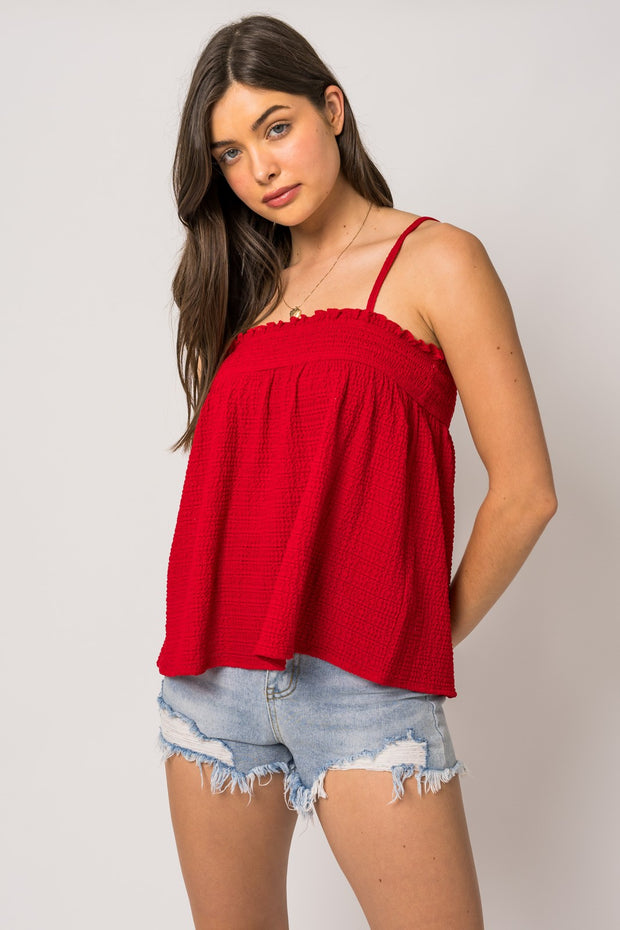 SMOCKED CAMI TOP
