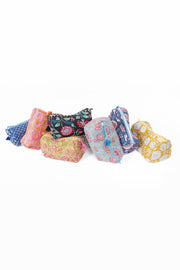 Yellow Floral print Quilted Cotton Toiletry Bag Set