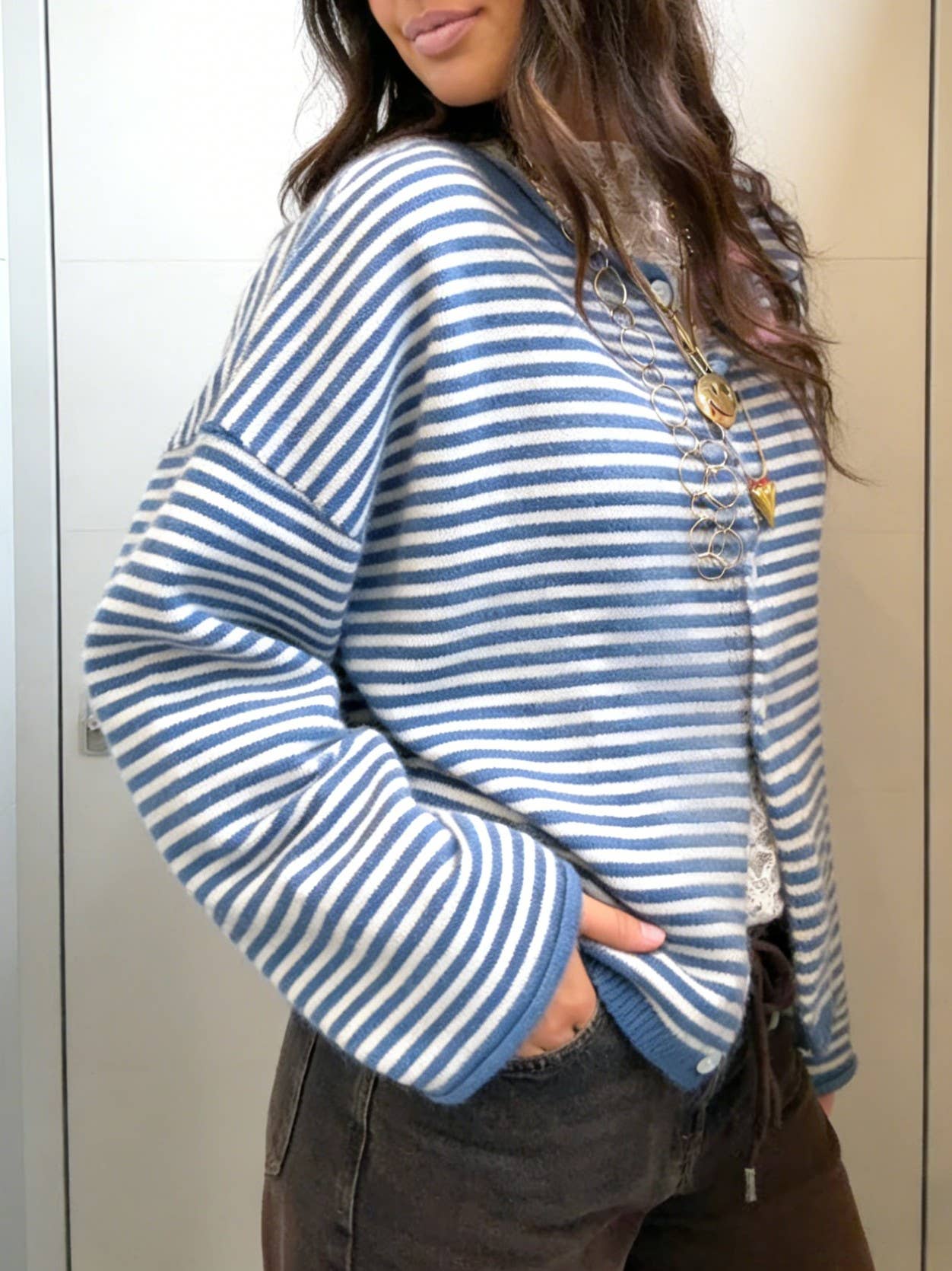 Rollneck Stripe Moe Cardigan