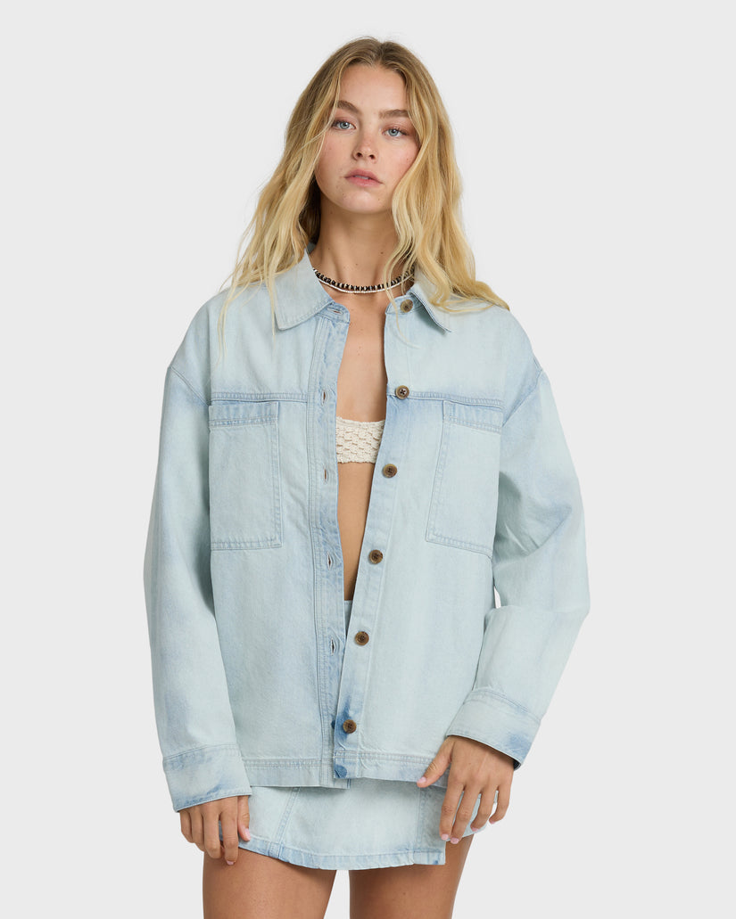 Billabong Jade Saltwashed Long Sleeve Woven Top