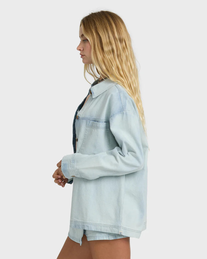Billabong Jade Saltwashed Long Sleeve Woven Top