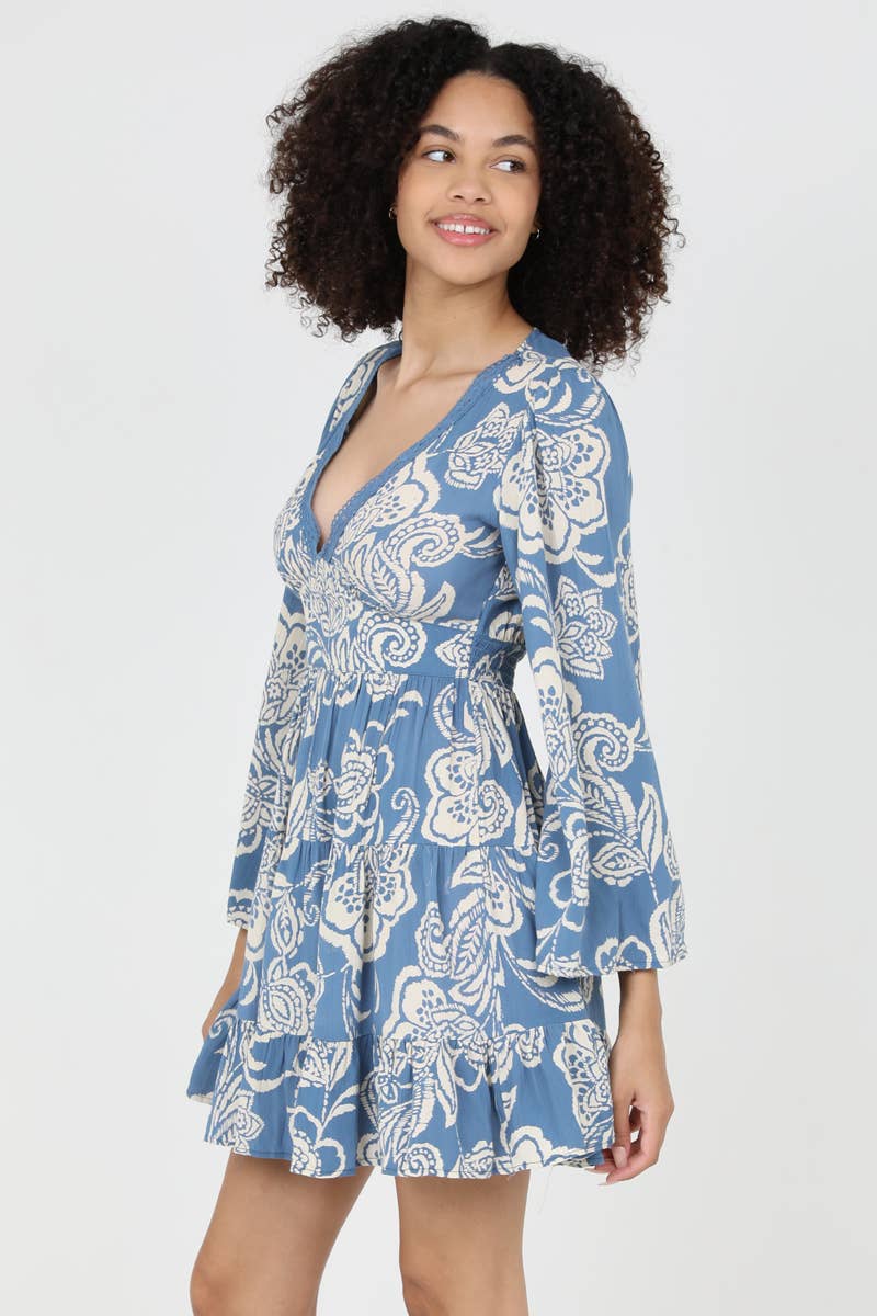 SLOANE V-NECK LACE TRIM DRESS