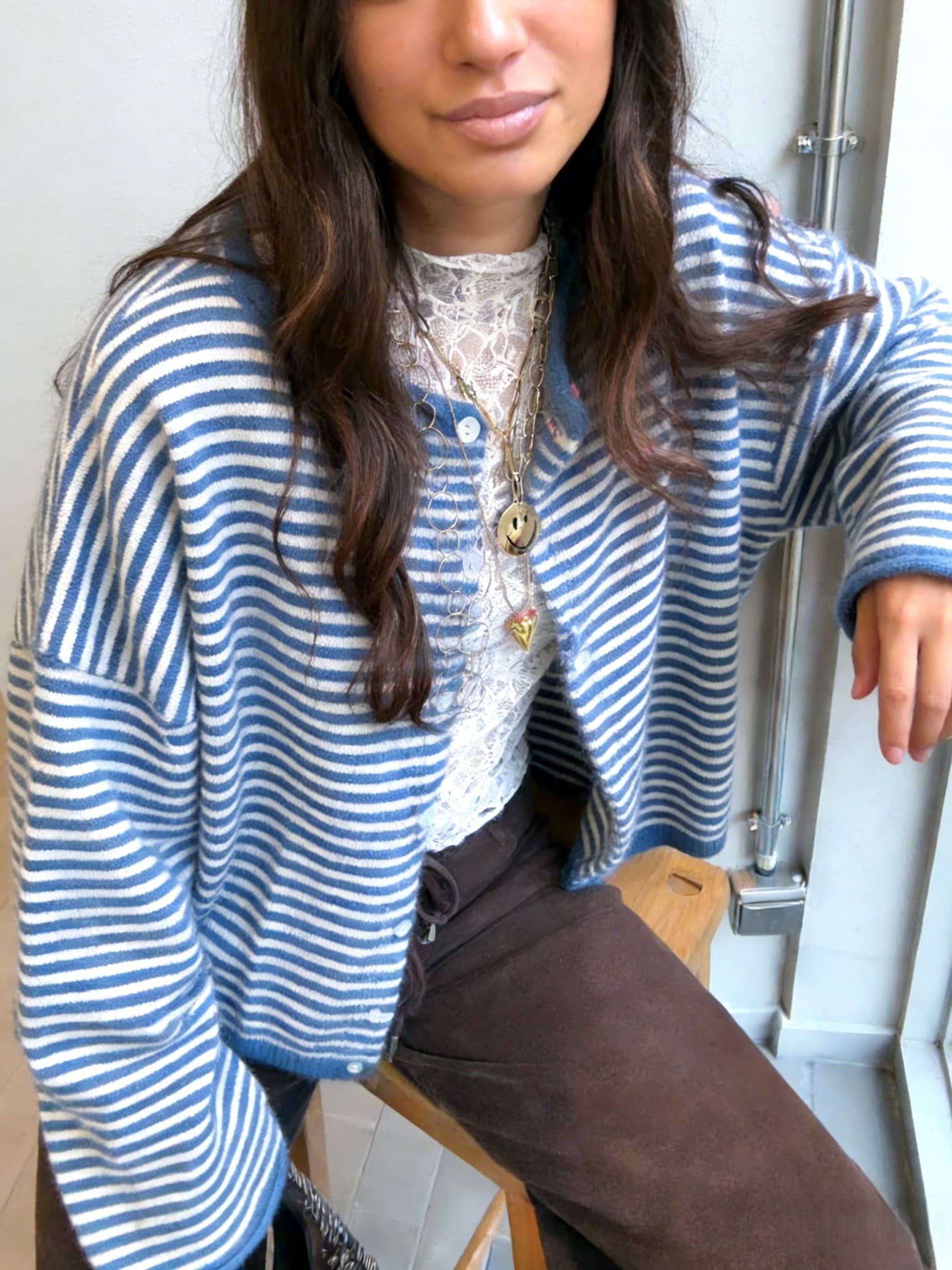 Rollneck Stripe Moe Cardigan