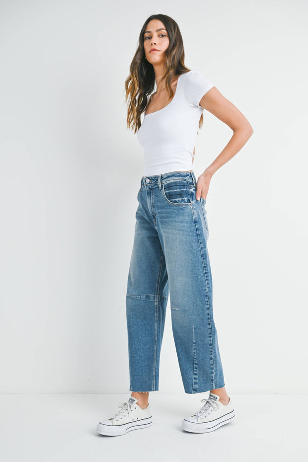 Just Black Barrel Jean Seam