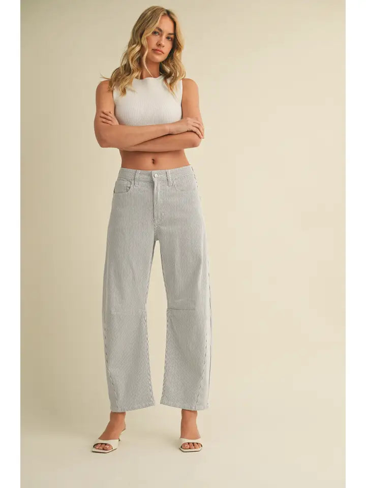 Striped Barrel Jean