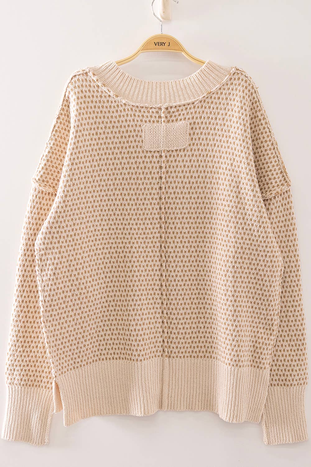 Contrast Stitch Reversible V-Neck Sweater