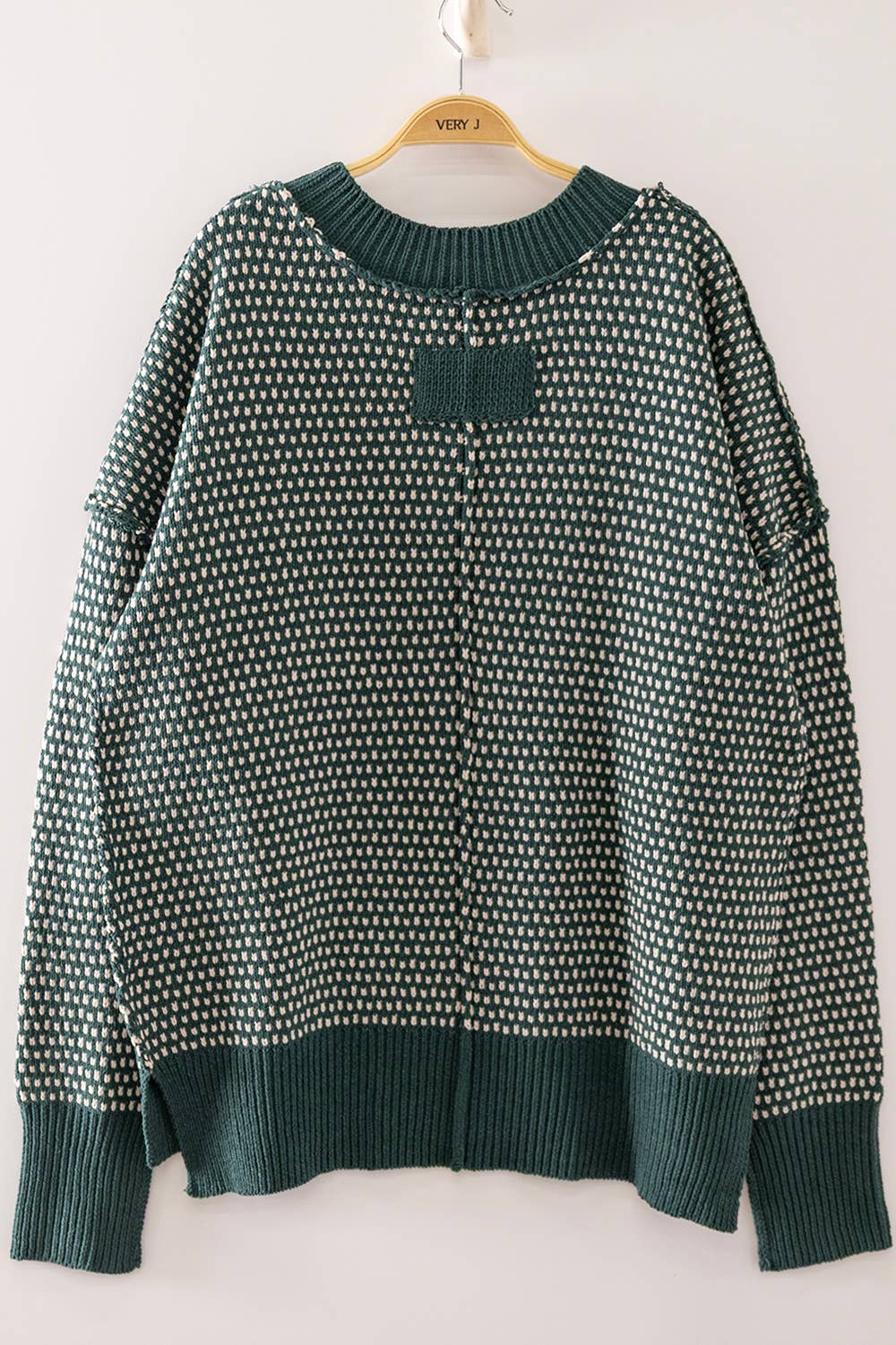 Very J Contrast Stitch V-Neck Sweater