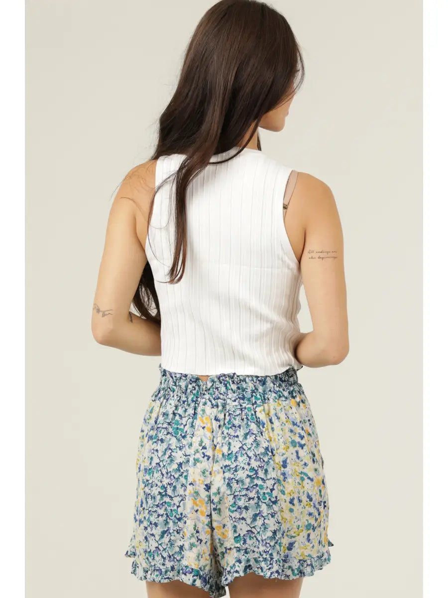 Twin Print Elastic Waist with Tie Shorts