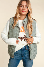 QUILTED PUFFER VEST W/ POCKETS