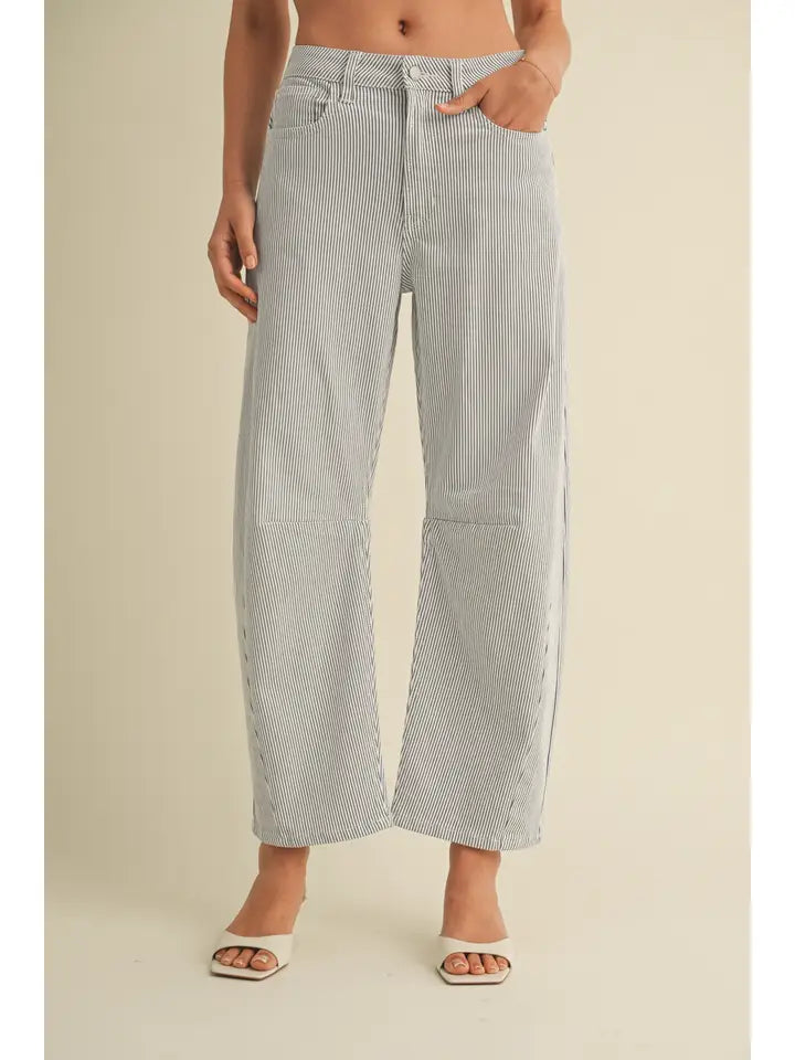 Striped Barrel Jean