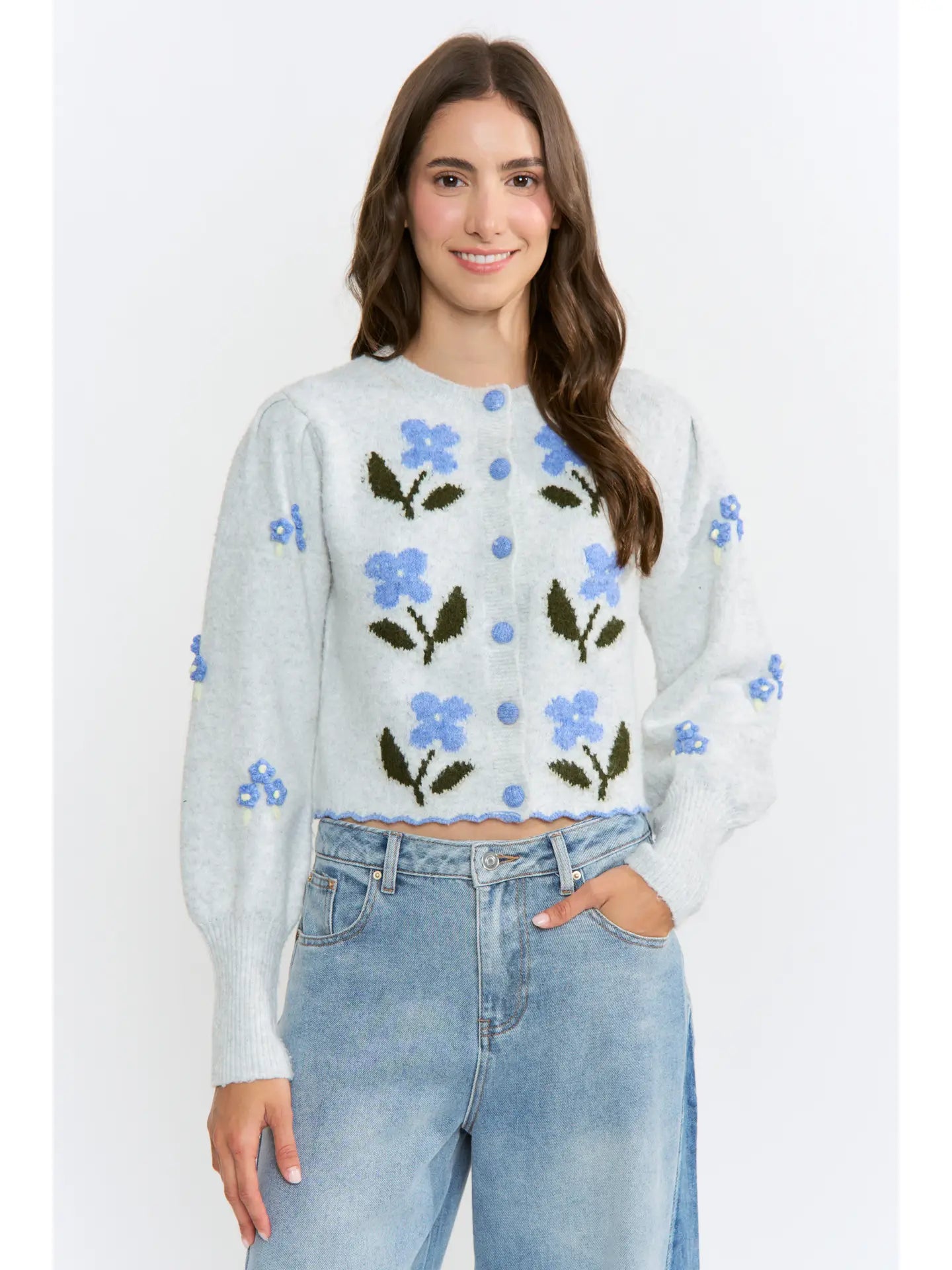 Camellia Blue Floral Cardigan