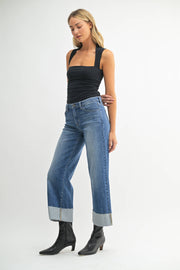 Scissor Cut Cuffed Wide Leg