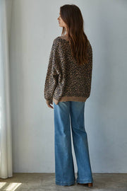 Knit Sweater Animal Print Cardigan