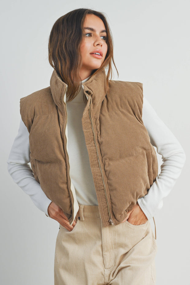 Adored Corduroy Puffer Vest