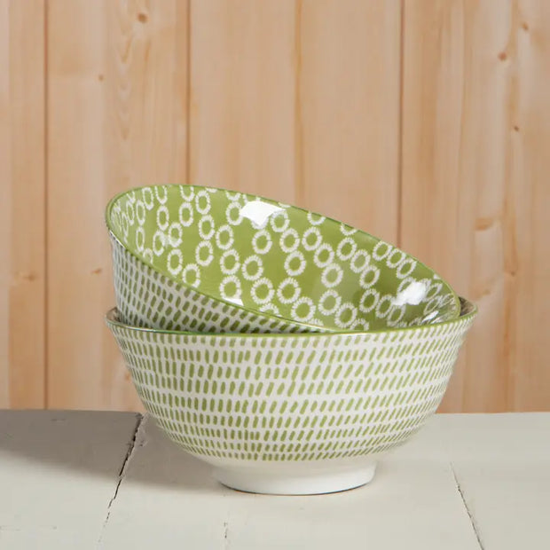 GREEN RINGS STAMPED BOWL