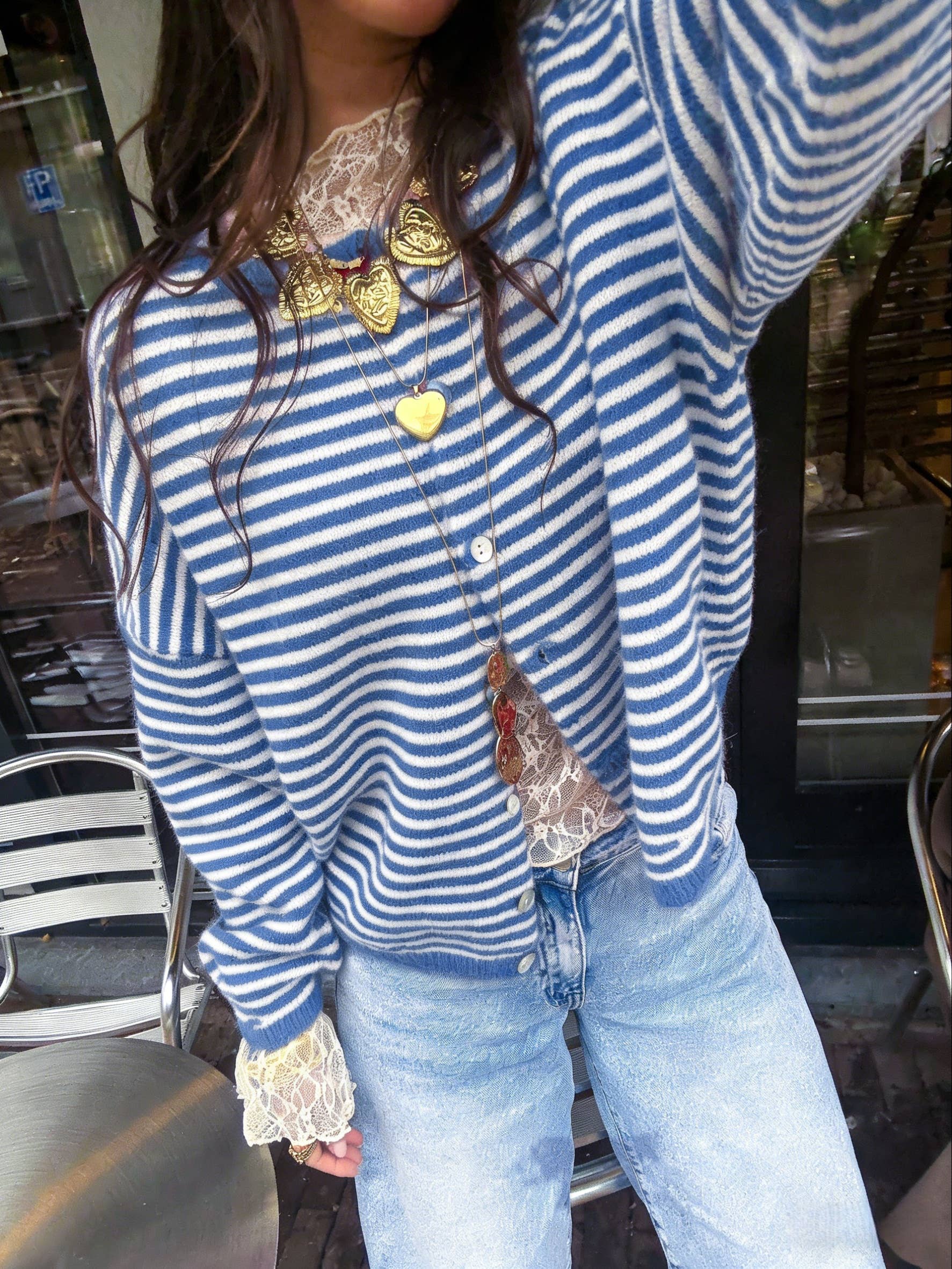Rollneck Stripe Moe Cardigan