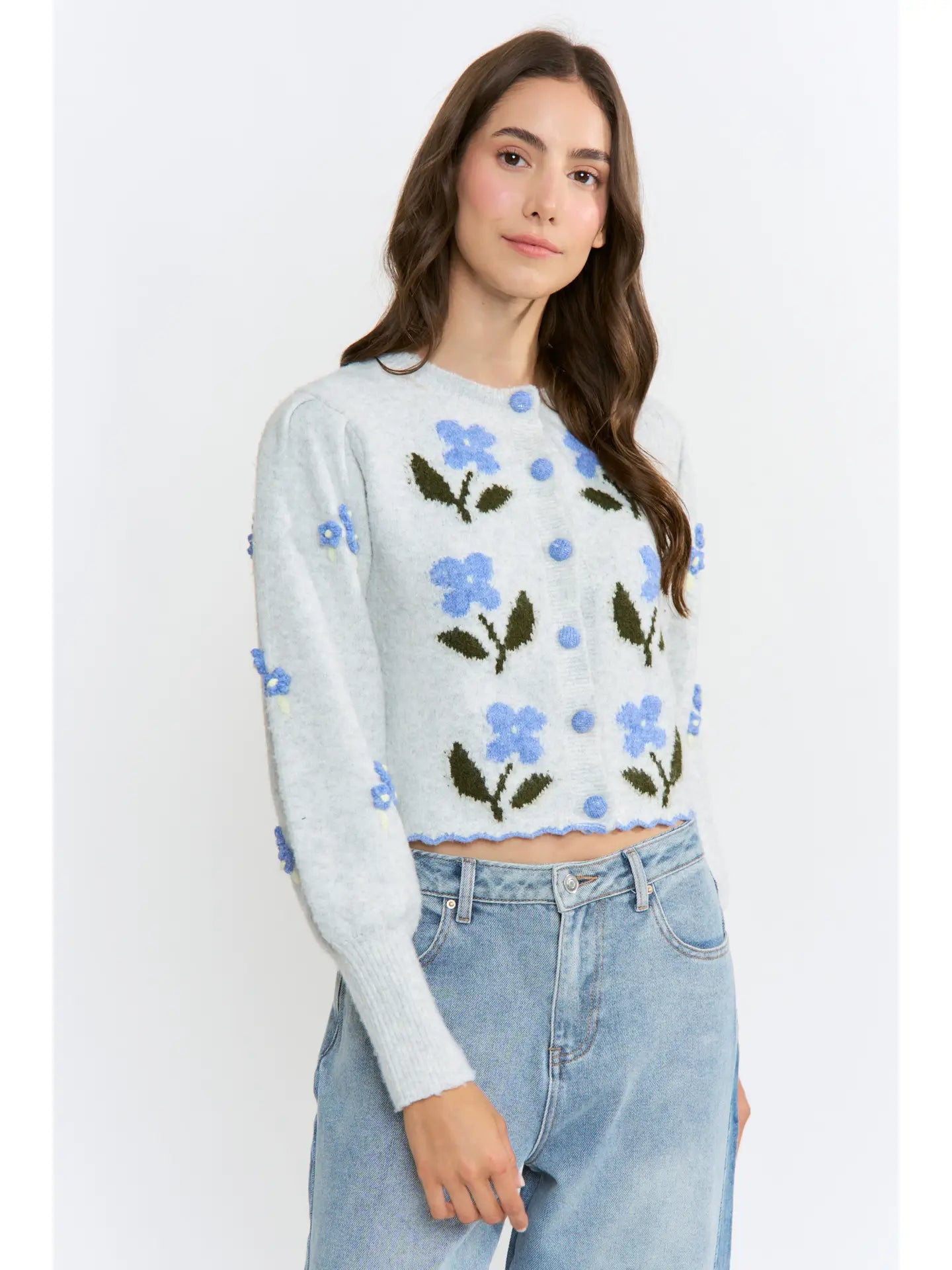 Camellia Blue Floral Cardigan