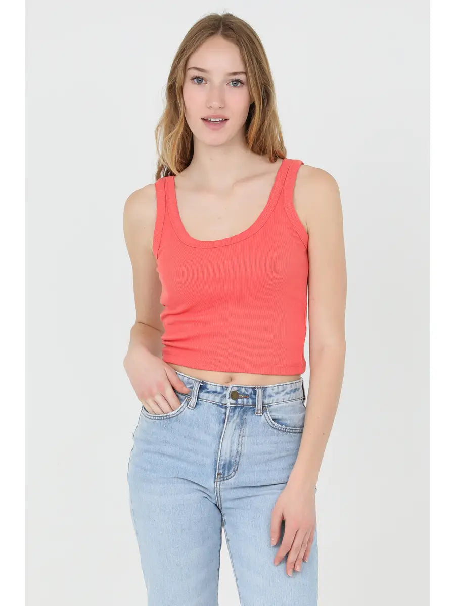 Rib Knit Scoop Neck Tank