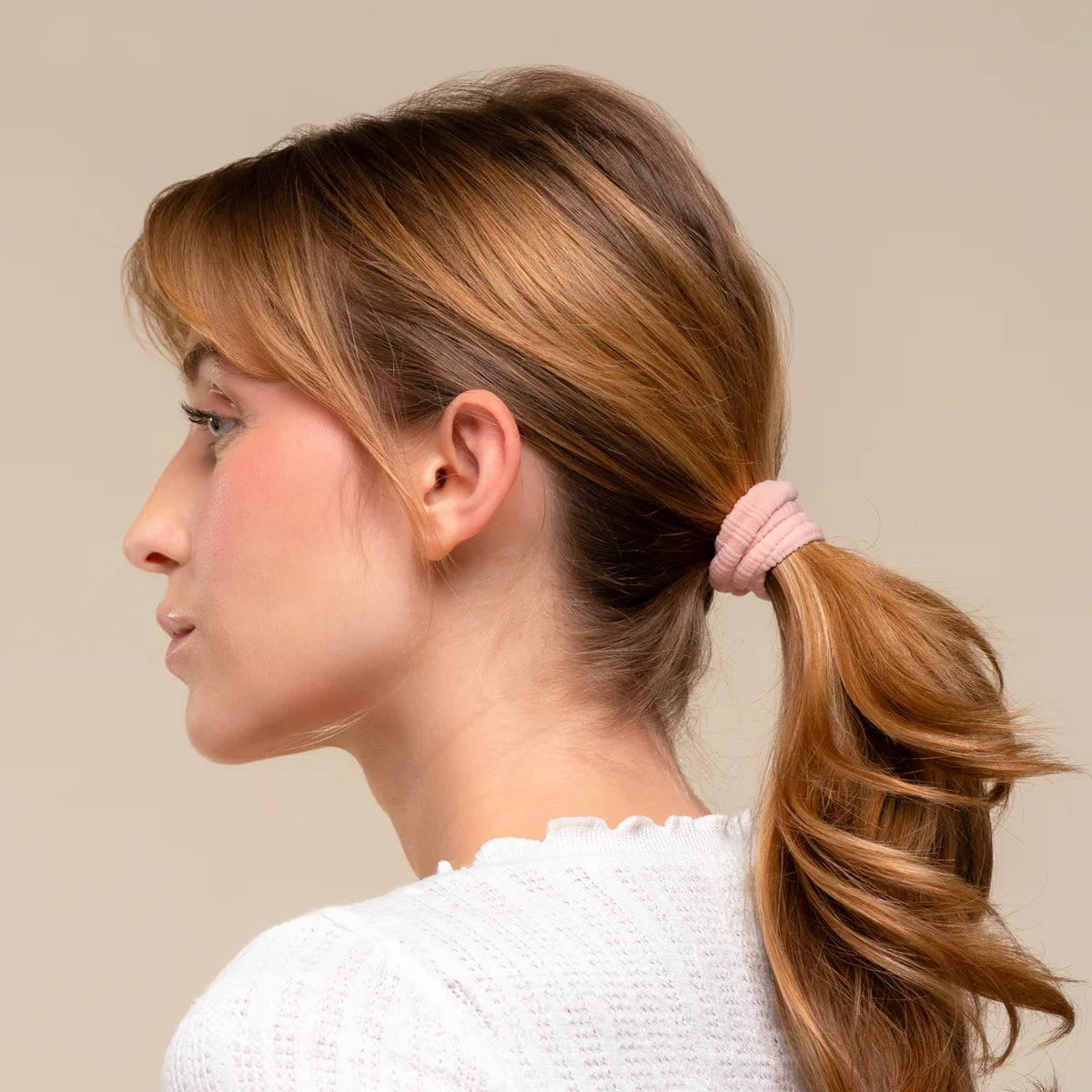 Blush Ribbed Hair Elastics