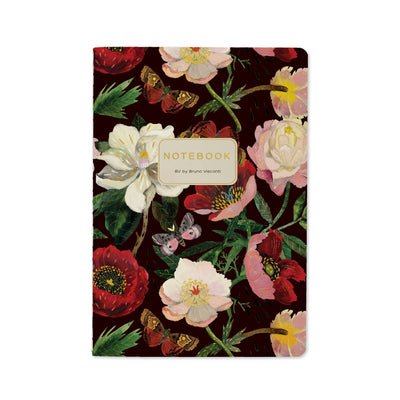 A5 Notebook - Peonies on Black 