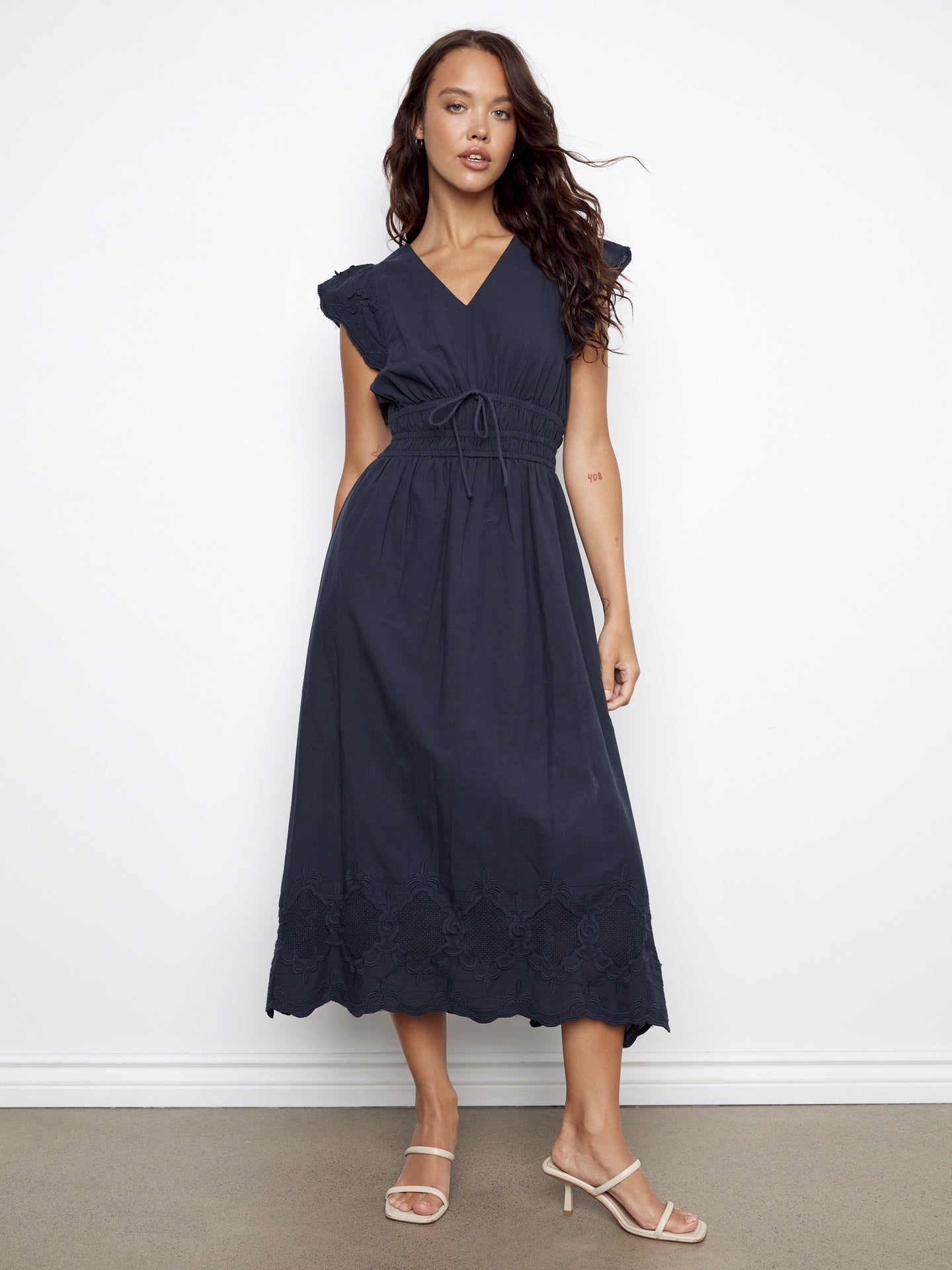 Charlie B V-Neck Elastic Waist Dress