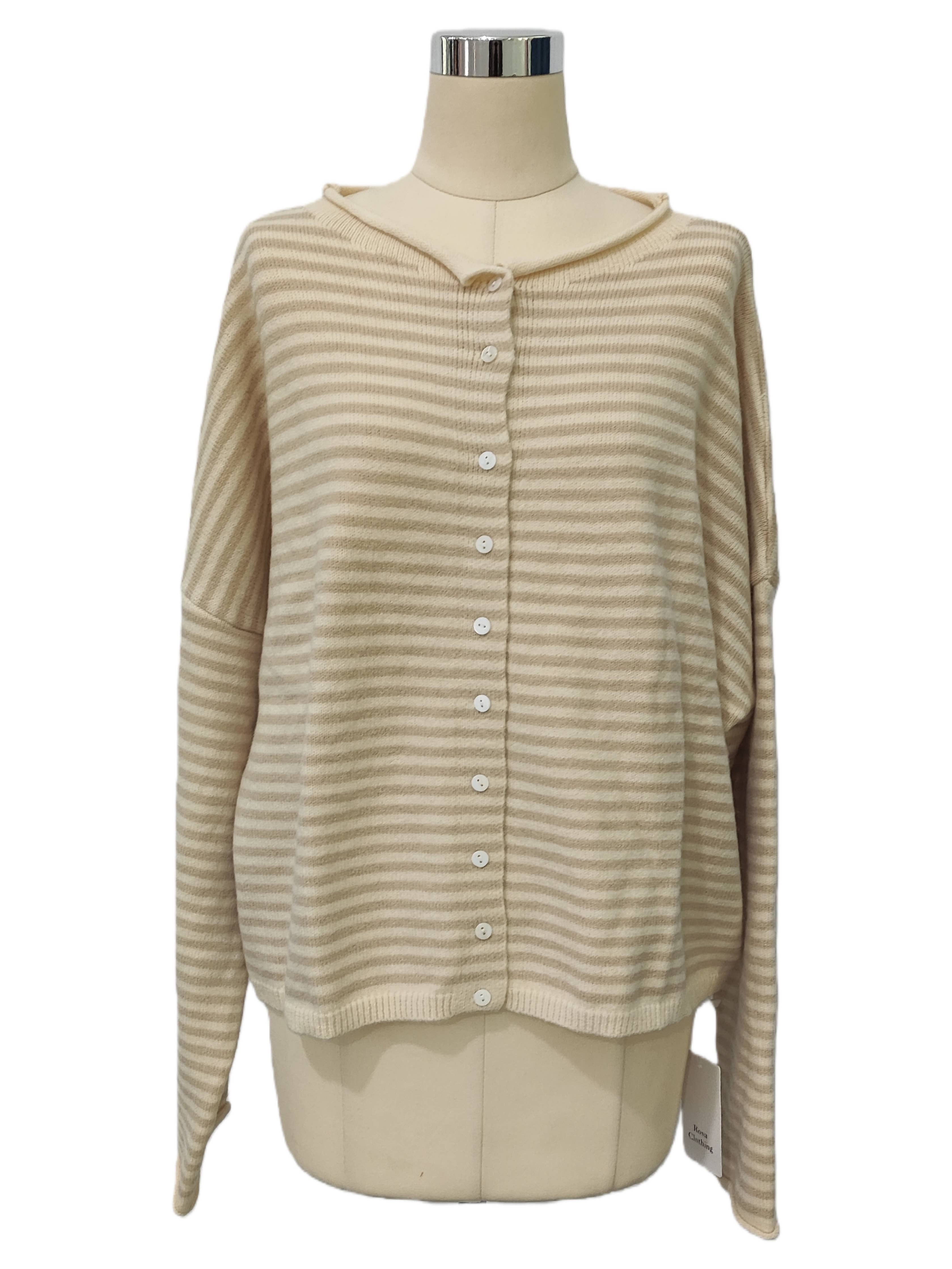 Rollneck Stripe Moe Cardigan