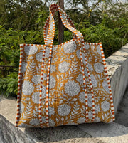 Indian Cotton Shoulder Bag Quilted Floral Printed Market Bag