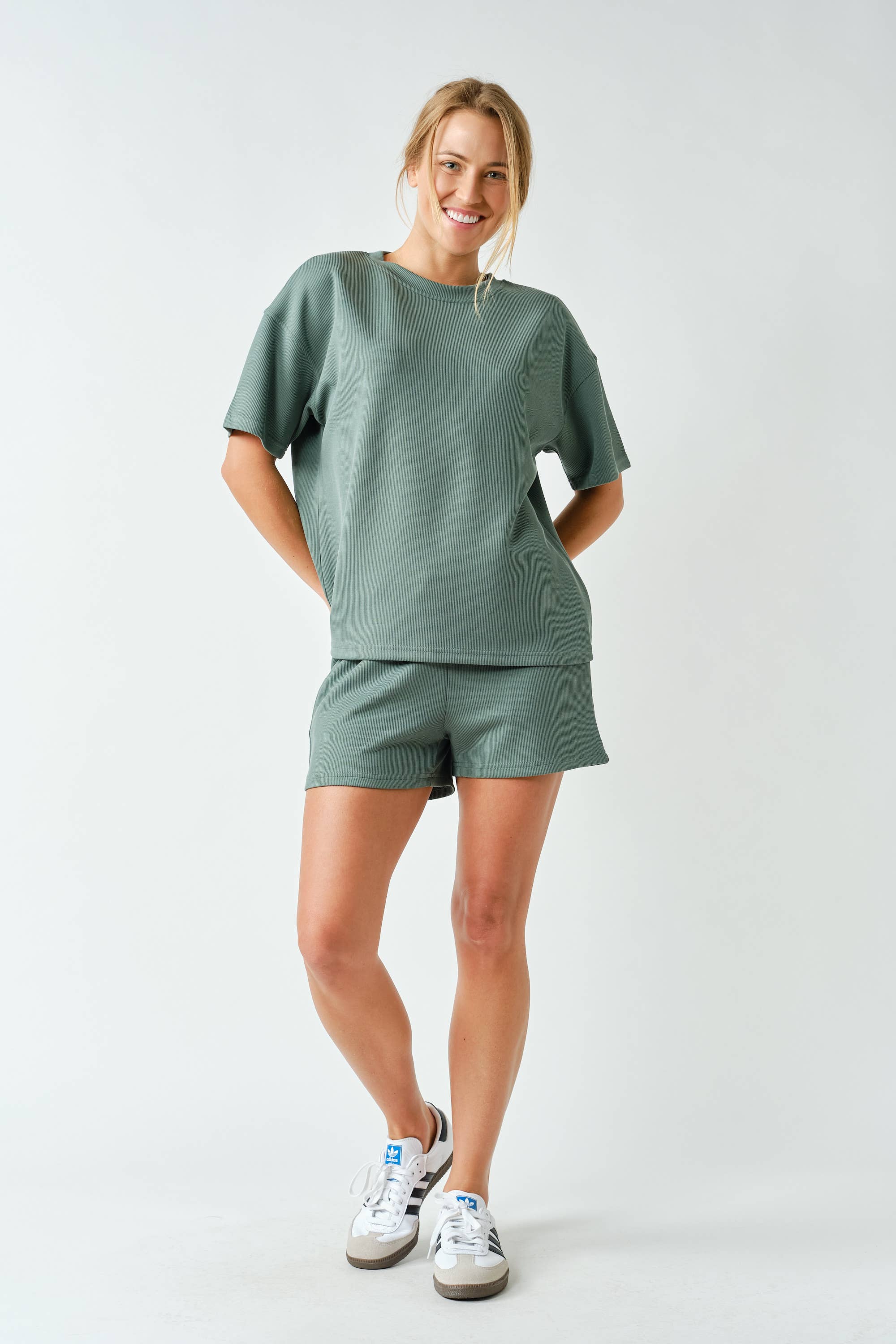 Luxe Sand Wash Rib Classic Tee Set
