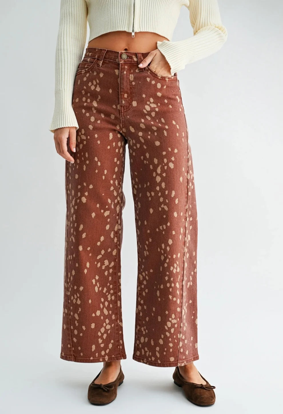Straight Leg Deer Print Pants