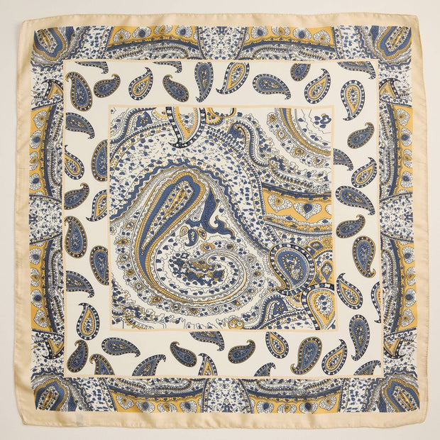 Boho Chic Paisley Scarf – Lightweight Silk-Feel Square Scarf with Vintage Charm