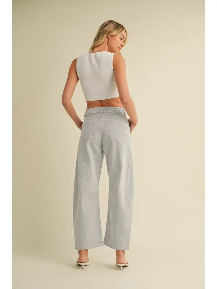 Striped Barrel Jean