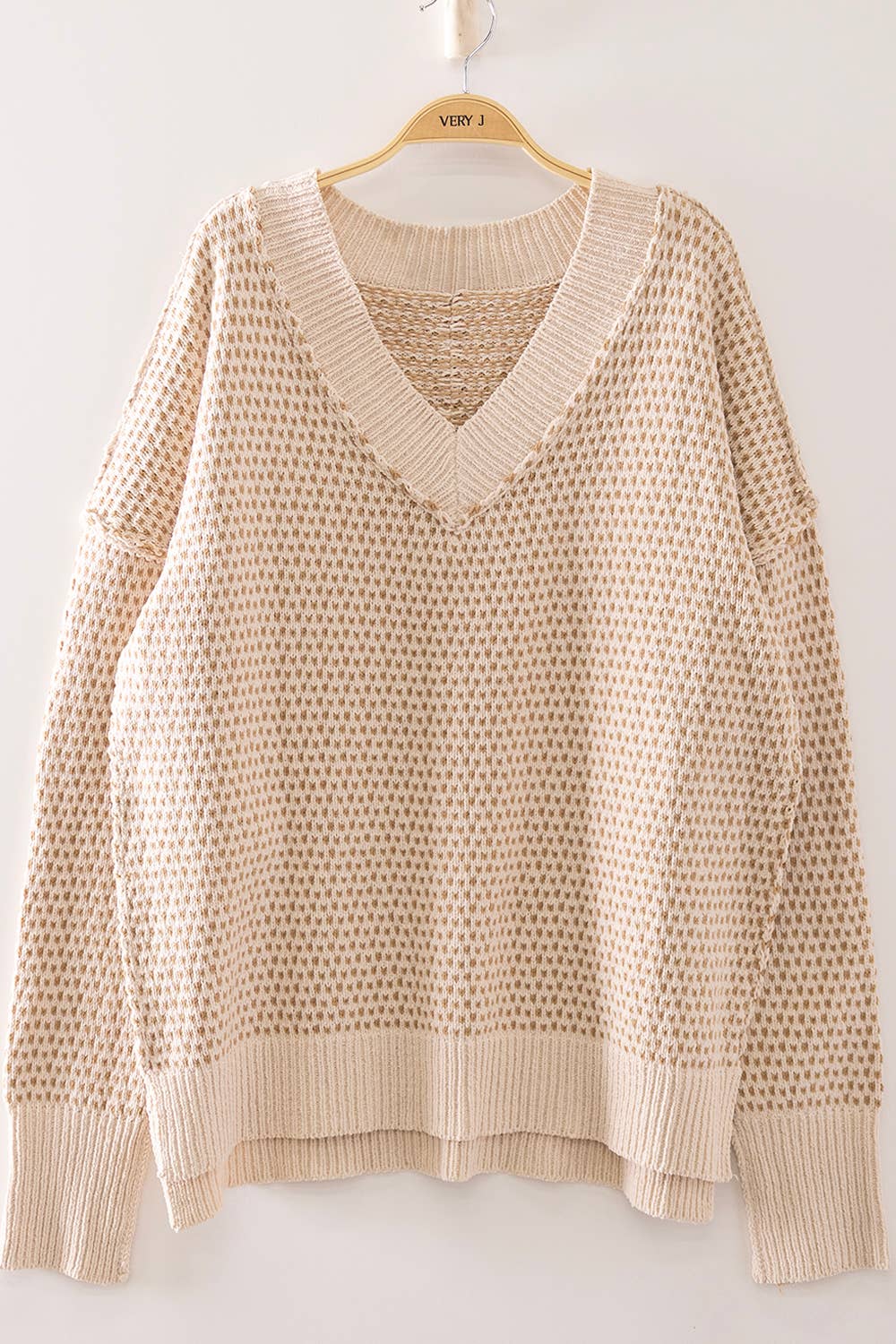 Contrast Stitch Reversible V-Neck Sweater