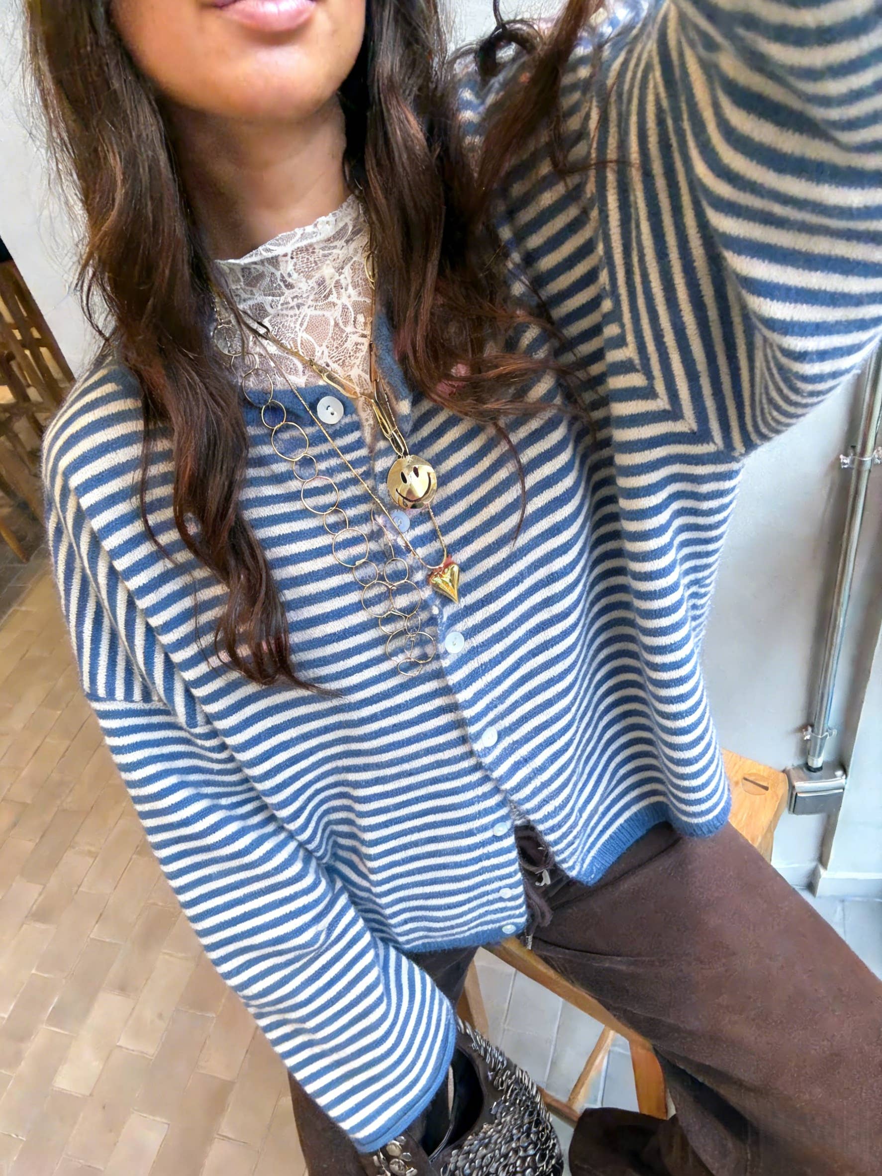 Rollneck Stripe Moe Cardigan