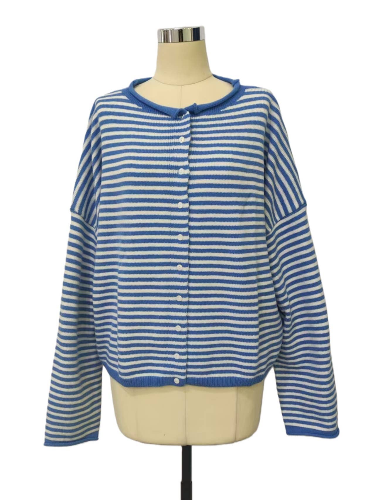 Rollneck Stripe Moe Cardigan