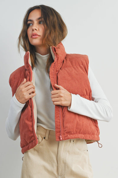 Adored Corduroy Puffer Vest